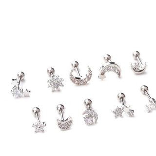 Khuyên tai tinh thể Helix Cartilage hình mặt trăng và mặt trời