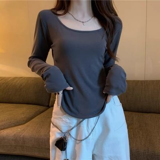 Áo thun tay dài dáng ôm thiết kế bất đối xứng thời trang cho nữ