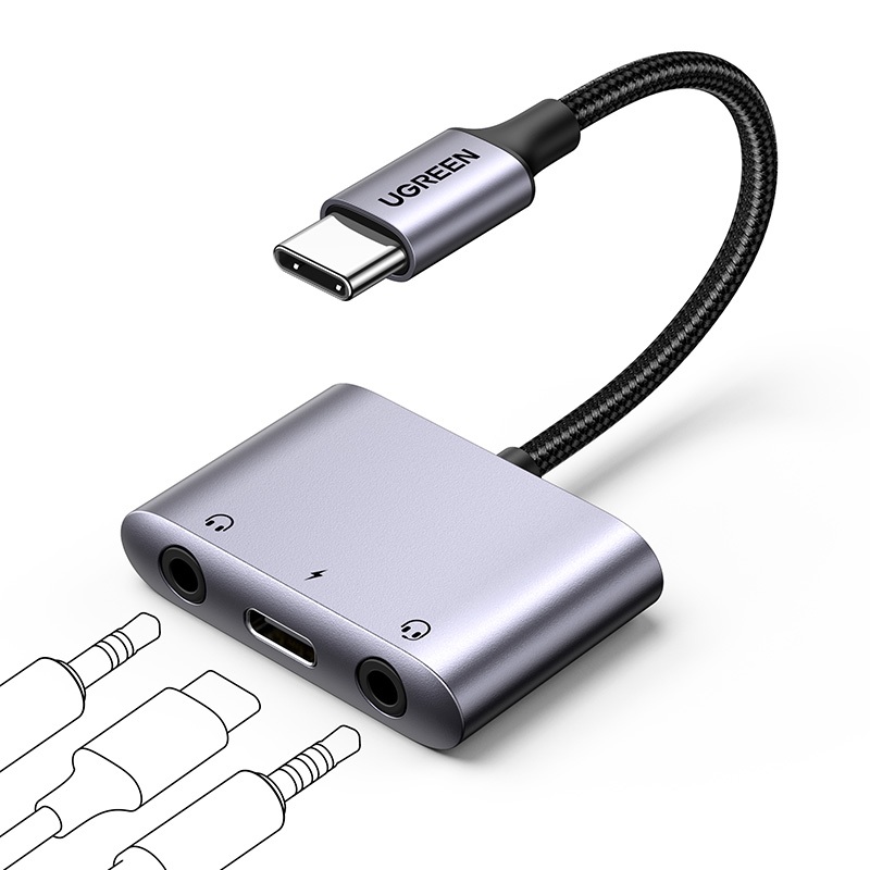 Ugreen Cáp Sạc Nhanh 3 Trong 1 usb c Sang 3.5 mm pd 60w Cho iphone 15, samsung s23 ultra, Macbook air