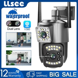LLSEE V380 Pro Camera 2 mắt Camera wifi không dây ngoài trời 4K 8MP Ultra Wide Angle Ultra HD Màu sắc ban đêm Cuộc gọi hai chiều Xoay 360 độ Xem đồng thời trên điện thoại di động Báo động theo dõi di động