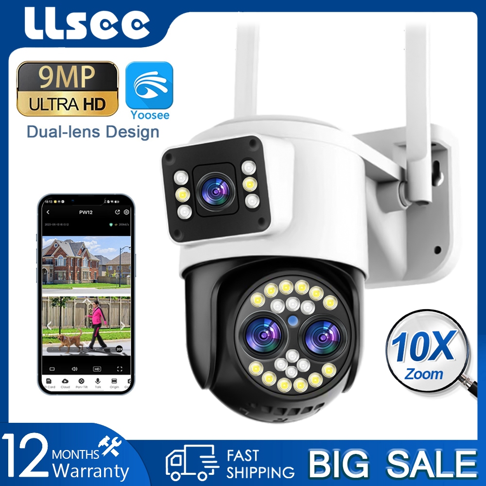 LLSEE Camera yoosee 3 mắt - Camera ngoài trời 360 độ - Kết nối wifi không dây Điện thoại di động - 9.0MP - Theo dõi di động - Tầm nhìn ban đêm đầy màu sắc - Nói chuyện hai chiều - Chống nước