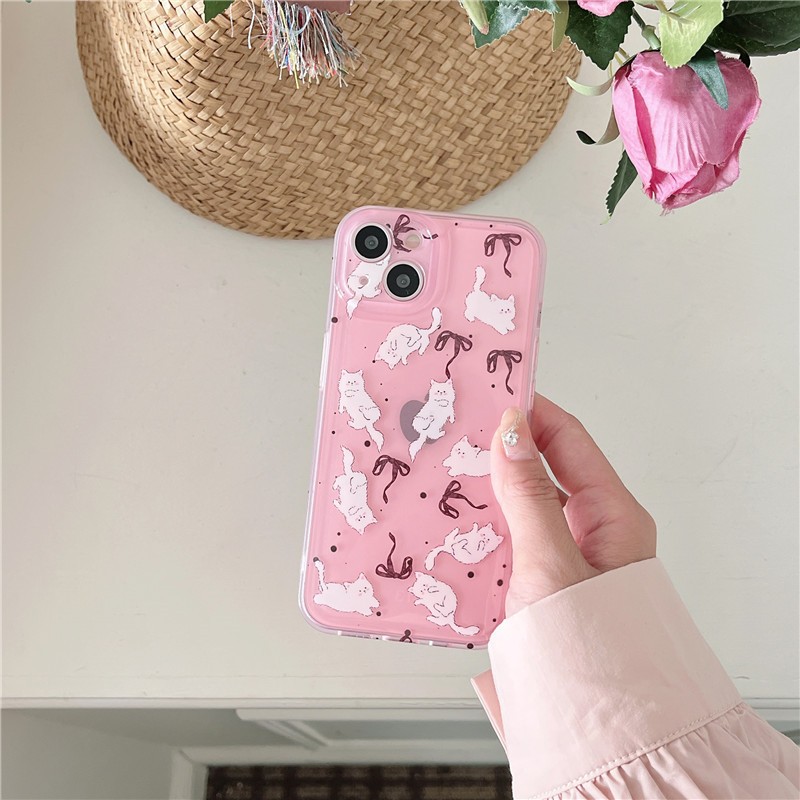 Ôp Điện Thoại Dẻo Họa Tiết Hoạt Hình Chú Mèo Đeo Nơ Dễ Thương Cho iphone15promax i14promax i12 pro max / i11 ip15 / 13pro Ốp