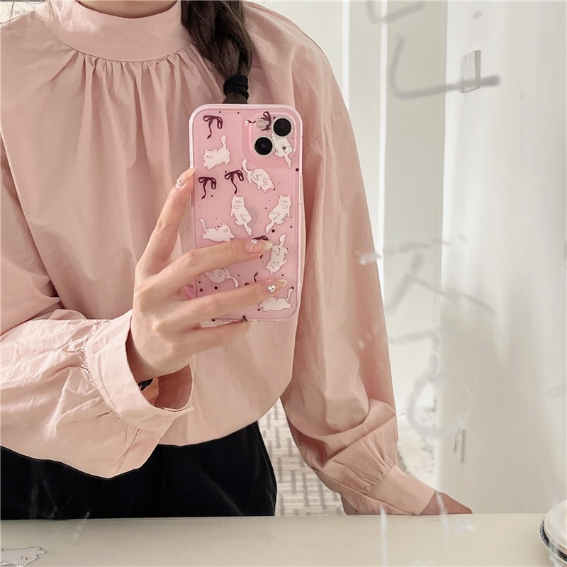 Ôp Điện Thoại Dẻo Họa Tiết Hoạt Hình Chú Mèo Đeo Nơ Dễ Thương Cho iphone15promax i14promax i12 pro max / i11 ip15 / 13pro Ốp