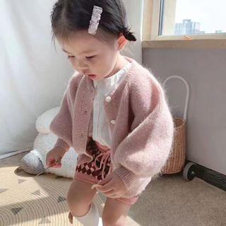 Áo len cardigan màu hồng bé gái