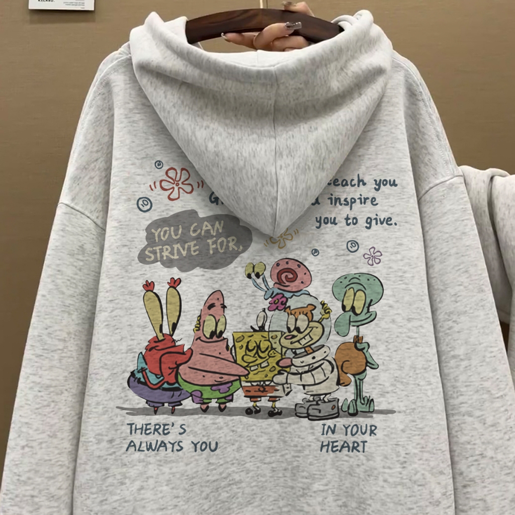 Áo hoodie nữ xám tiêu form rộng local brand SALMO áo sweater thu đông hàn quốc Y0593