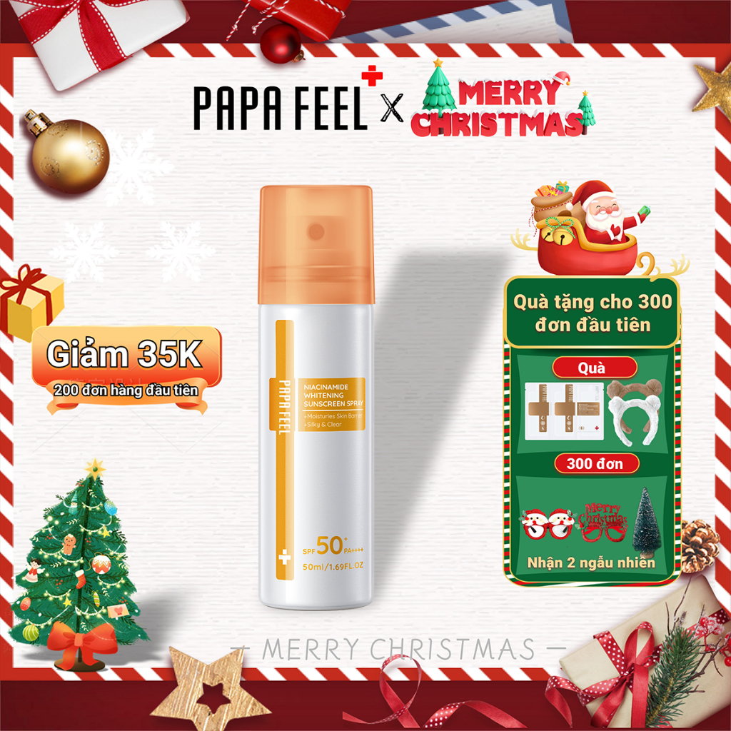PAPA FEEL Xịt chống nắng SPF50 PA++++ UVA/UV chống tia cực tím cho mặt và cơ thể giúp 50ml