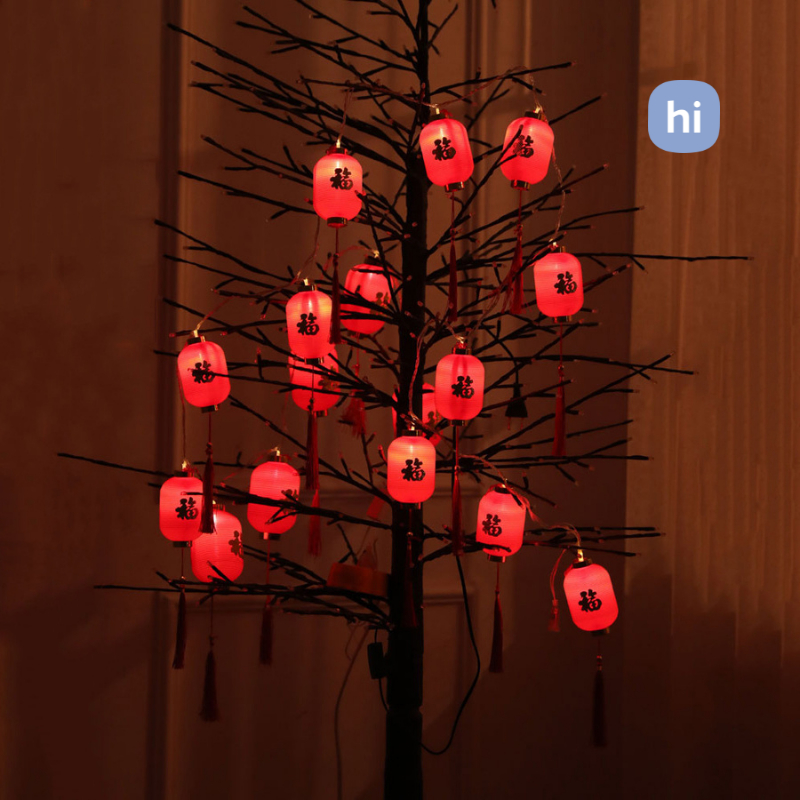 Chào Mừng Năm Mới Dây Đèn Lồng led Đỏ Trang Trí Ban Công