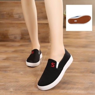 Giày lười vải canvas đế bằng phong cách Hàn Quốc thời trang xuân thu cho nữ