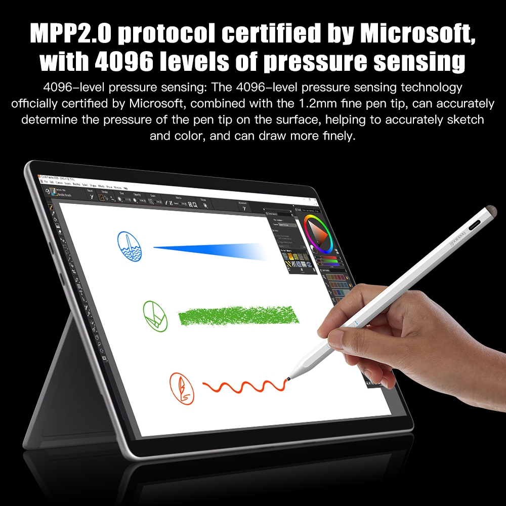 Bút cảm ứng dành Goojodoq Bluetooth Smooth Writing cho  Microsoft Surface pro 7 6 5 4 3 , Asus, SONY, HP chống chạm nhầm trên màn hình