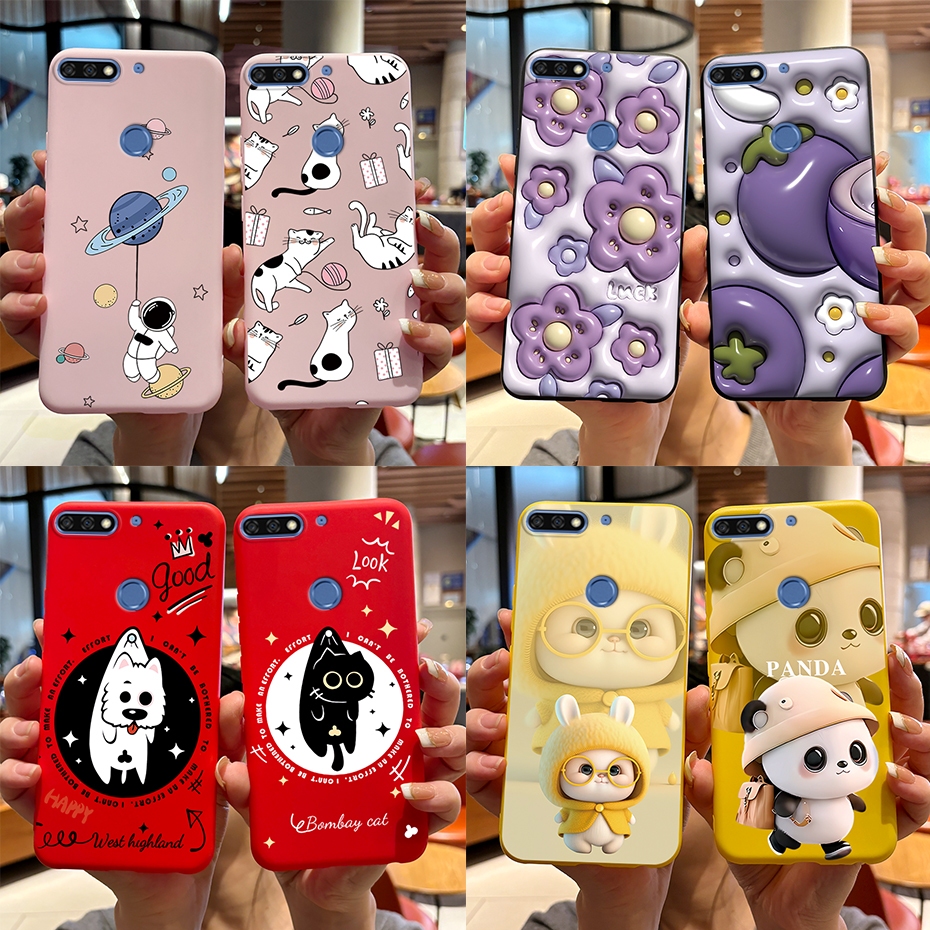 Ốp Điện Thoại silicone Mềm Thiết Kế Hoạt Hình Thỏ Gấu Trúc Đáng Yêu Cho huawei y7 2018 nova 2 lite l