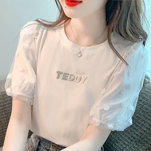tao women's fashion/áo ren/áo cộc tay nữ/Áo Thun Nữ/áo phông ngắn/áo thun kiểu/áo thun ôm/áo thun nữ hàn quốc/áo quảng châu nữ/