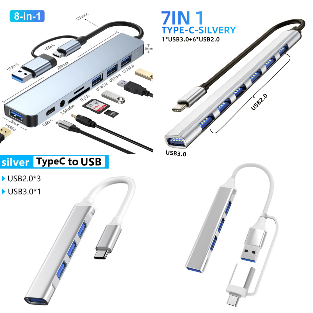 Hub Bộ Chia 6 Cổng USB 3.0 Type C Cho Laptop Máy Tính
