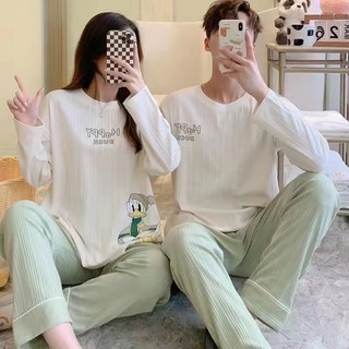 áo nữ đồ bộ pyjama Đồ mặc nhà Pijama Bộ Đồ Ngủ Dài Tay Phong Cách Hàn Quốc Quyến Rũ Cho Nữ Đồ ngủ đôi đồ mặc nhà thu đông lụa cặp đôi cao cấp nam