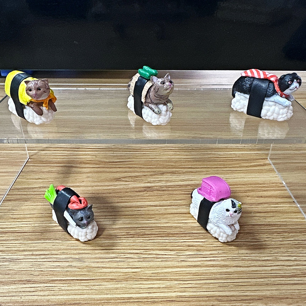 Set 5 / 3cm Móc Khóa Hình Mèo Hoạt Hình Sáng Tạo 3cm