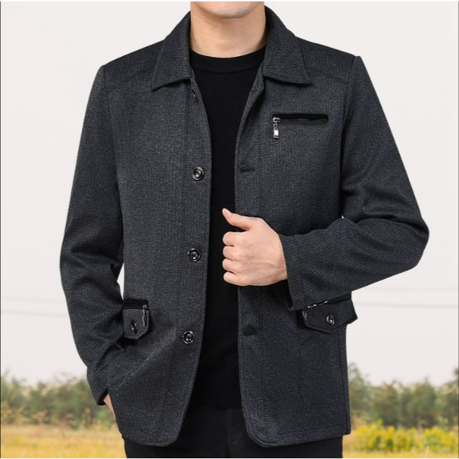 Áo Khoác Tay Dài Dáng Rộng Màu Sắc Đơn Giản Thời Trang Xuân Thu Cho Nam size xl-5xl