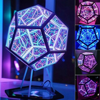 Đèn để bàn trang trí màu sắc nghệ thuật vô hạn dodecahedron có cổng sạc usb