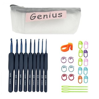 8 Cái / 9 Cái / 29 Chiếc Mới Màu Xanh Dương Tay Cầm Mềm Nhôm Móc Bộ Dụng Cụ DIY Đan May Dụng Cụ Áo Len May Bộ Dụng Cụ