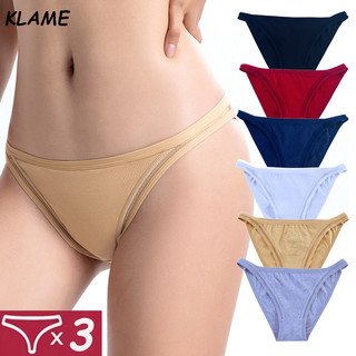 KLAME 3 Cái/bộ 45-75kg Plus Size Nữ 40 Cotton Màu Bikini Thấp Eo Rỗng Quần Lót Thoáng Khí KLM459