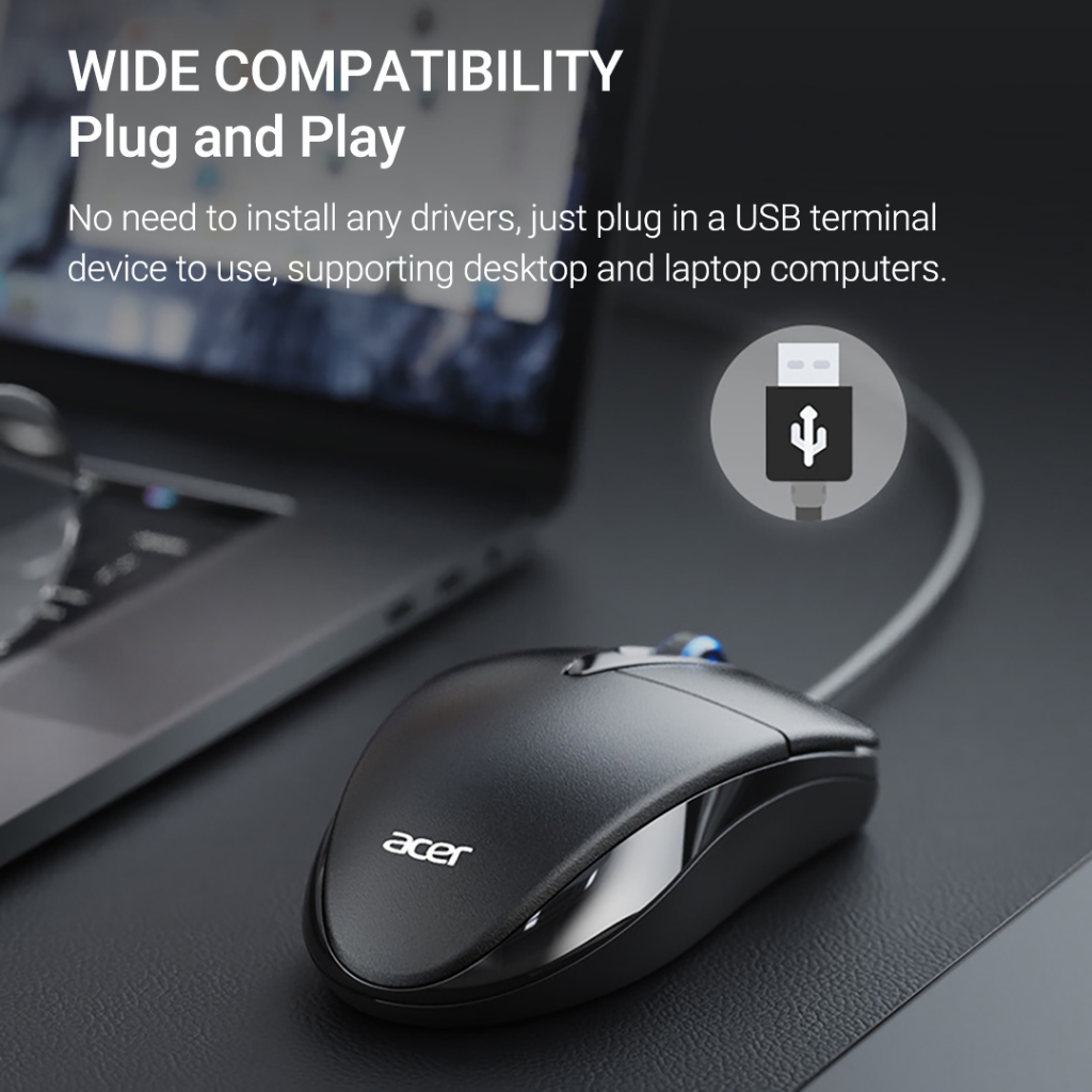 Chuột Chơi Game Acer Có Dây M119 Giao Diện USB Giảm Tiếng Ồn 1000DPI