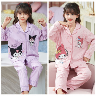 Kuromi Bộ Đồ Ngủ Cho Bé Gái Cinnamoroll Pyjama Trẻ Em Đồ Ngủ terno Bé Gái Giai Điệu Bộ Đồ Ngủ In Hoạt Hình Kuromi Đầm hello kitty Pyjama