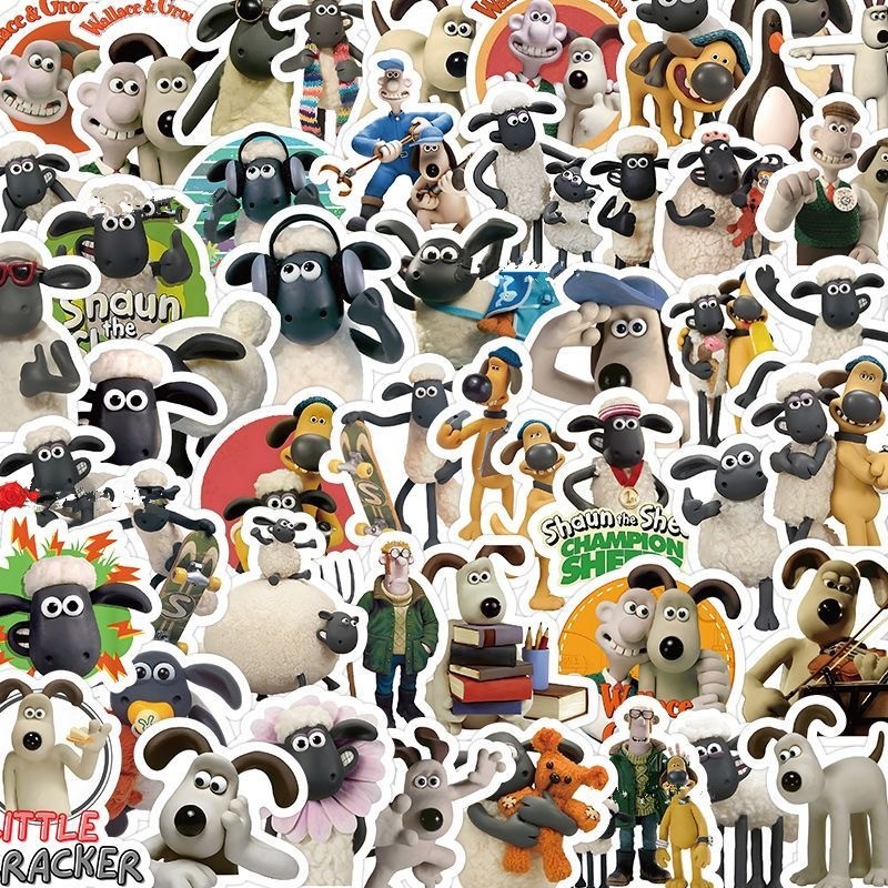 Hình Dán Sticker Wallace & Gromit/Shaun The Sheep Kawaii Anime Chống Nước Trang Trí Laptop / Điện Thoại / Ván Trượt / Va Li