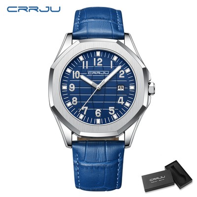Crrju Đồng Hồ quartz Chống Thấm Nước 5022 Với Dây Đeo Da Thật Phát Quang Chất Lượng Cao Cho Nam