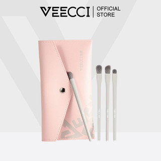 Veecci set 5 cọ trang điểm phấn mắt lông mềm kèm túi đựng tiện lợi