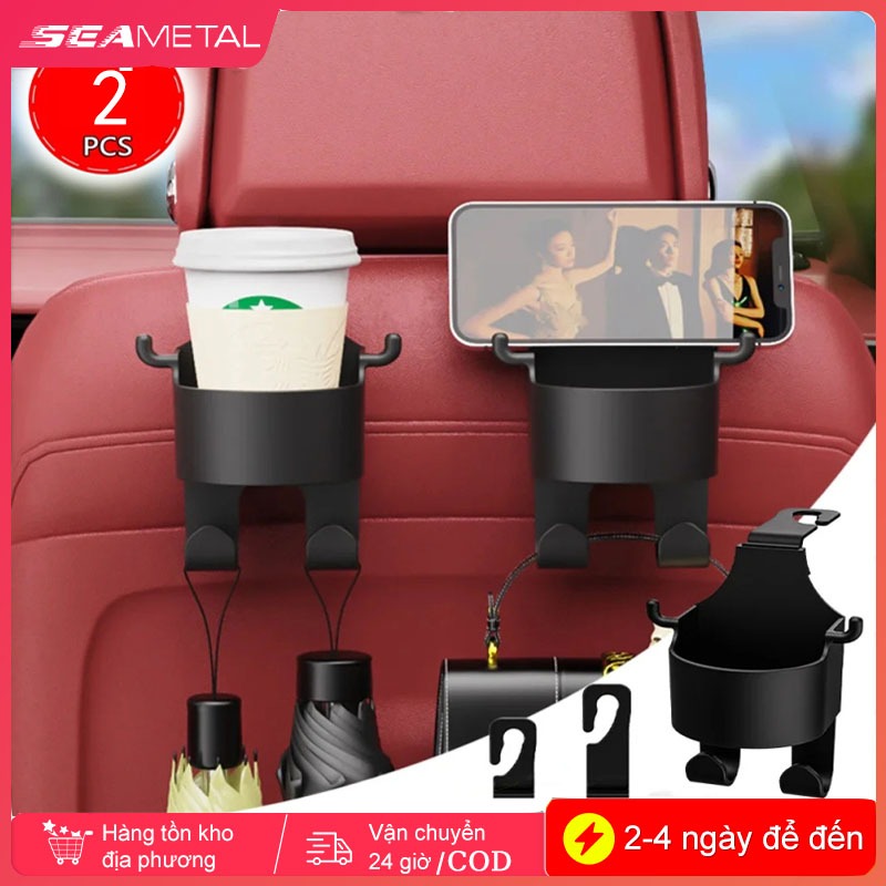 Móc treo đồ gắn ghế ngồi xe hơi SEAMETAL thông dụng kèm giá đỡ cốc