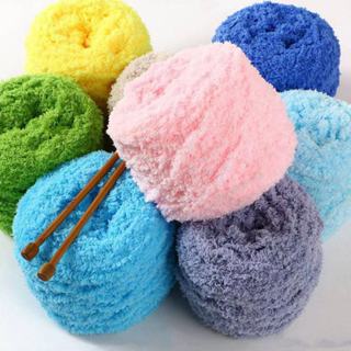 Len bông xù 100g mềm mịn Cuộn Chỉ Len Sợi San Hô Dày Dặn Dùng Làm Khăn Choàng