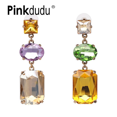 Pinkdudu Bông Tai Hợp Kim Đính Đá 3 Viên Thời Trang pd1815