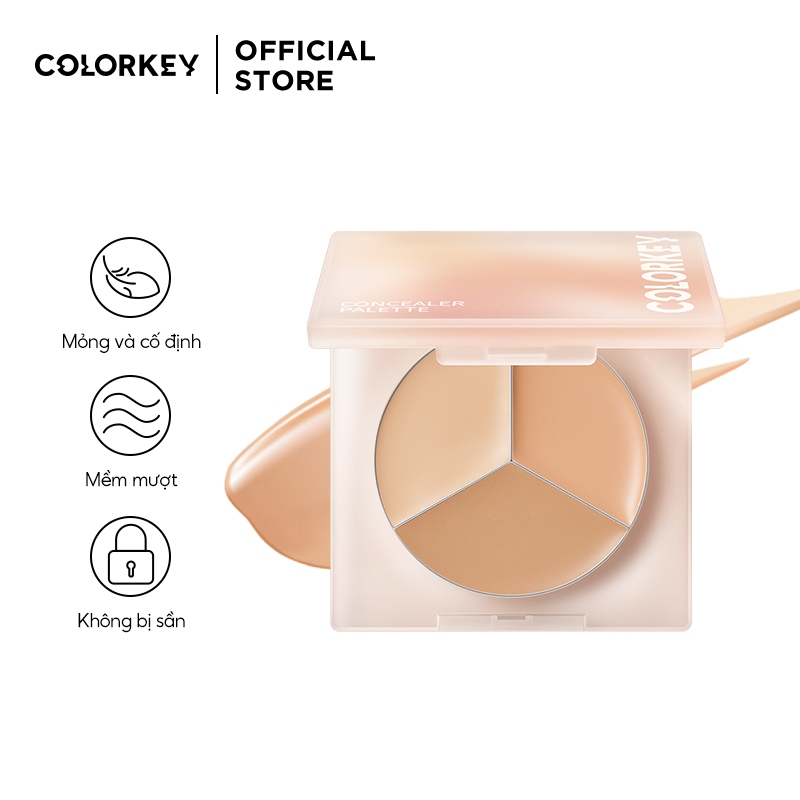 Bảng kem che khuyết điểm COLORKEY 3 màu sắc kết hợp mịn lâu trôi 3.9g