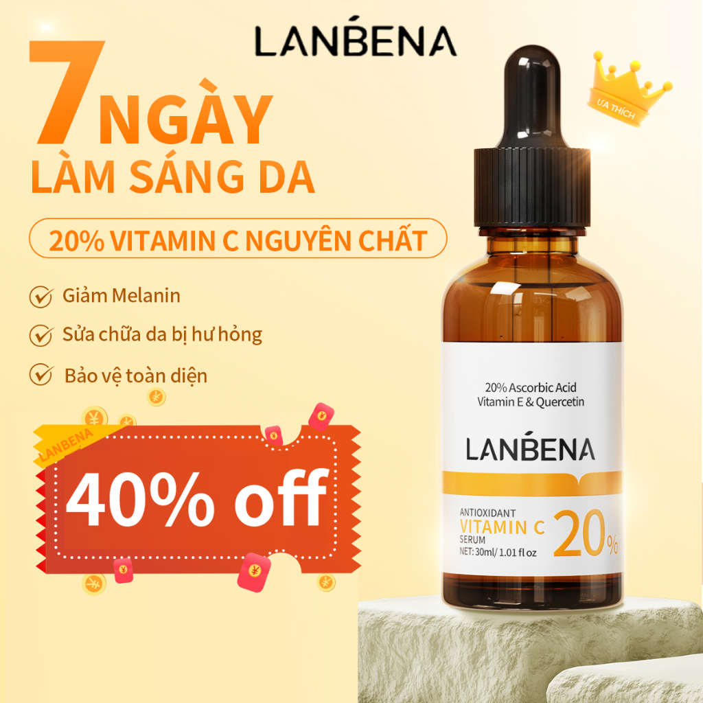  Serum LANBENA làm sáng da 20% vitamin C nguyên chất /Trắng Da Trong 7 Ngày 