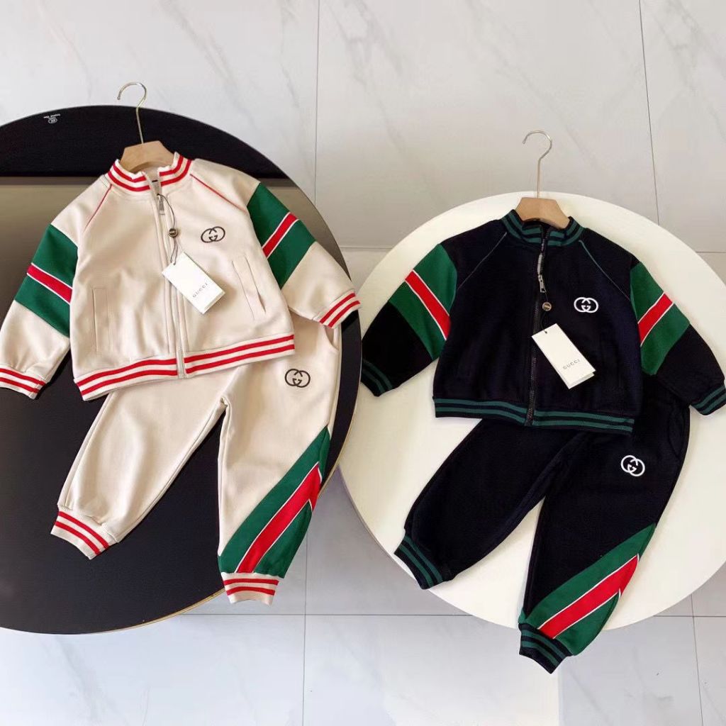 GUCCI Set Đồ Thể Thao Gồm Áo Khoác cotton Có Khóa Kéo + Quần Legging Thời Trang Cho Bé Trai