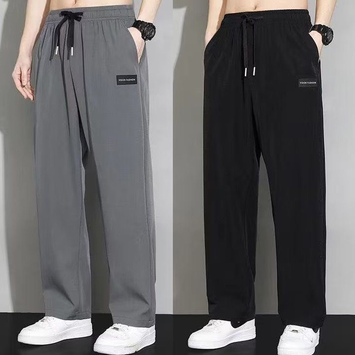 M-5XL Quần ống rộng nam Quần thể thao nam Quần thun dài nam mỏng cộng với kích thước quần thể thao chạy bộ xu hướng màu đen \ xám đậm