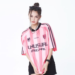 Áo Thun Tay Ngắn Họa Tiết Sọc Màu Tương Phản Kích Thước Lớn Phong Cách unisex💕