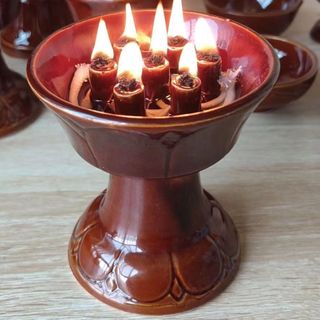 Đèn dầu bảy sao bằng gốm sứ cổ điển kích thước lớn hình hoa sen ngôi sao năm cánh thời trang