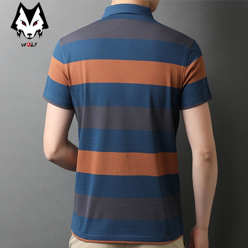 Áo polo Cotton Ngắn Tay Phối Màu Kẻ Sọc Thời Trang Cho Nam