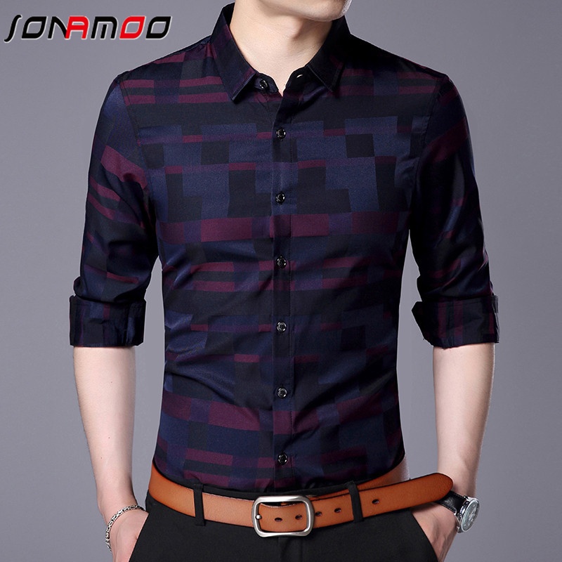 Áo sơ mi nam tay dài phong cách Hàn Quốc 2 màu sắc lựa chọn