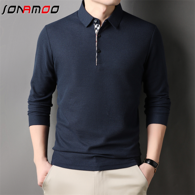 Áo Thun Nam Dài Tay Cổ Bẻ Màu Trơn Thời Trang