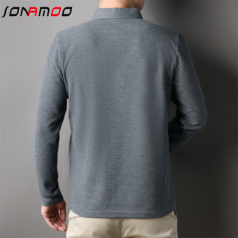 Áo Thun Nam Dài Tay Cổ Bẻ Màu Trơn Thời Trang