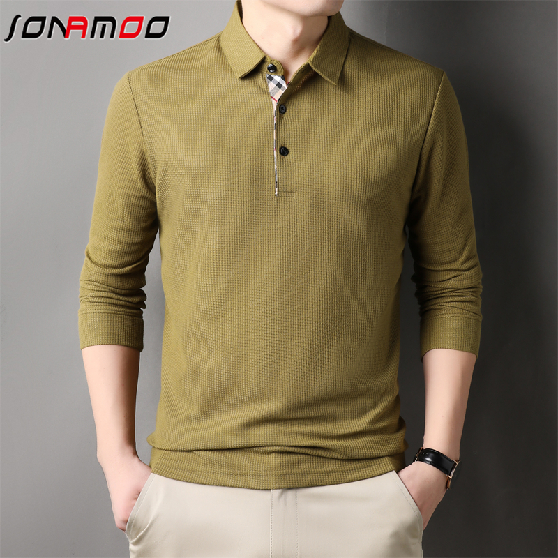 Áo Thun Nam Dài Tay Cổ Bẻ Màu Trơn Thời Trang