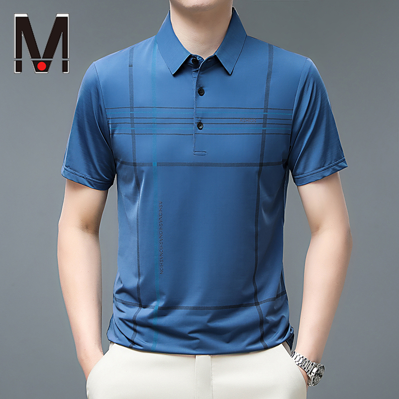 Áo polo Tay Ngắn Thoáng Khí In Họa Tiết Kẻ Sọc Thời Trang Công Sở Cho Nam