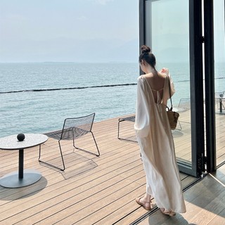 Trong trận đấu. | Đầm Đi Biển Tay Dài Hở Lưng Quyến Rũ Thời Trang Kiểu Pháp Cho Nữ