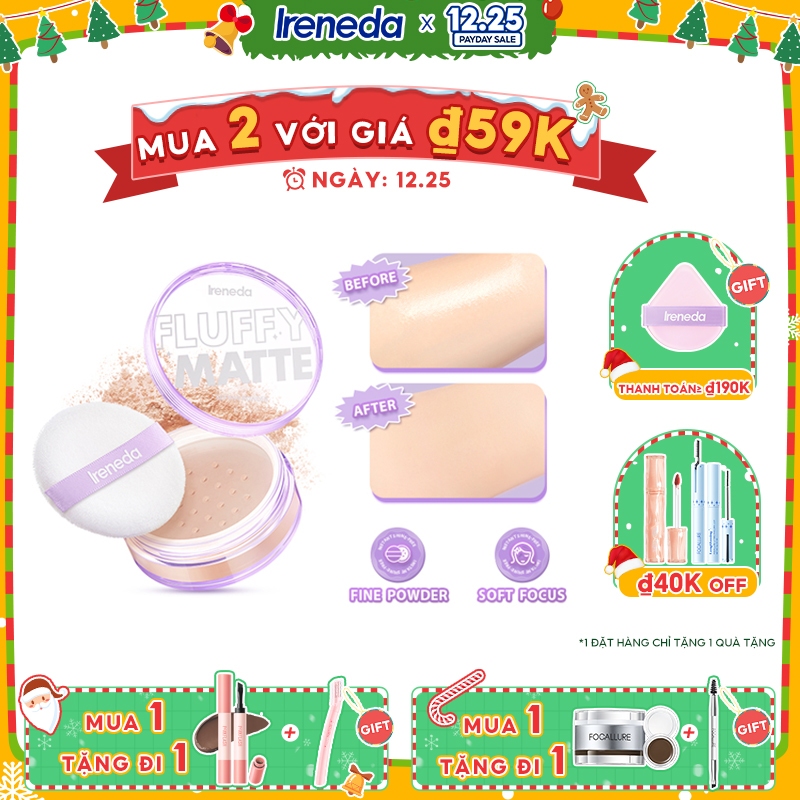Ireneda Phấn Phủ Chiết Xuất Thực Vật Tự Nhiên Không Chứa Chất Nhờn Giúp Kiểm Soát Dầu Và Làm Đều Tông Da Mềm Mịn