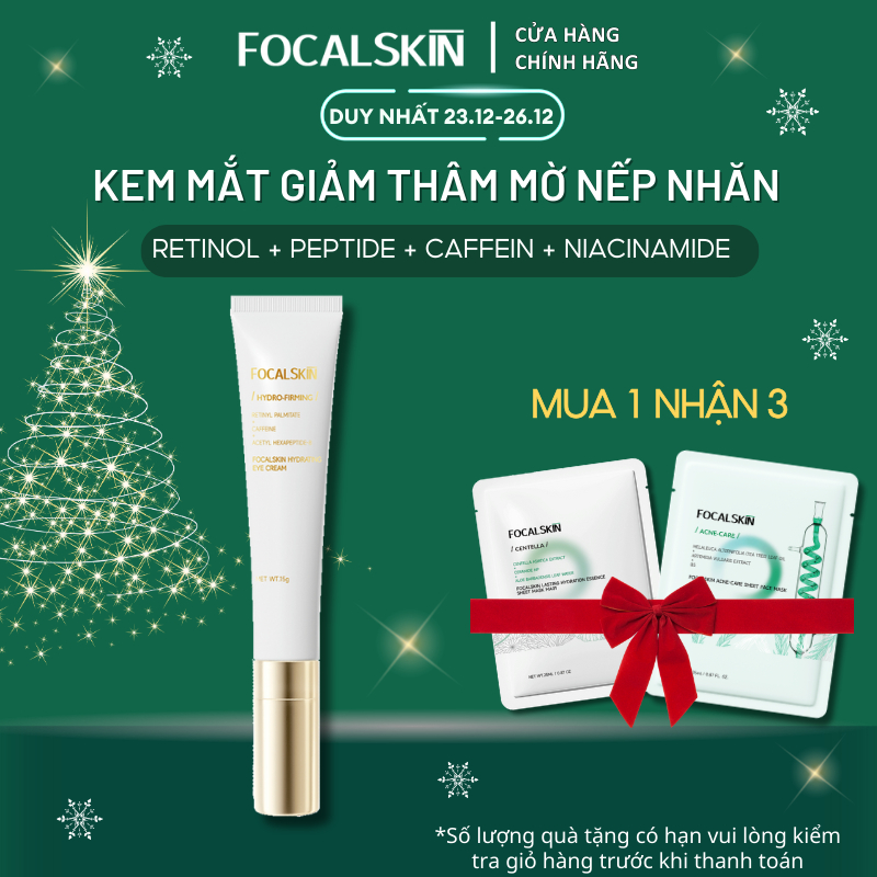 FOCALSKIN FOCALSKIN Kem dưỡng ẩm vùng mắt RETINOL + HỢP CHẤT PEPTIDE + CAFFEIN + NIACINAMIDE Cấp ẩm Hỗ trợ cải thiện nếp nhăn và độ đàn hồi cho da mắt 15g