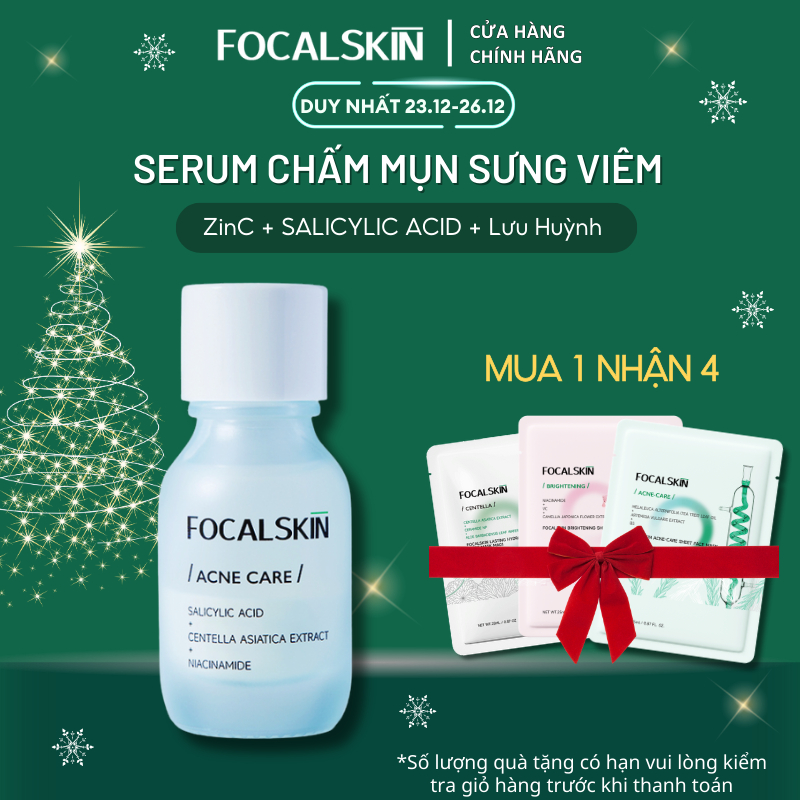 FOCALSKIN Serum Chấm Mụn SALICYLIC ACID + BẠC HÀ Hỗ Trợ Làm Dịu Mụn Viêm Sưng Đỏ Tức Thì 15G
