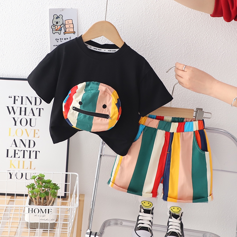 Set Đồ Mùa Hè 2 Món Gồm Áo Thun Cotton + Quần Ngắn Cơ Bản Cho Bé Trai/Gái