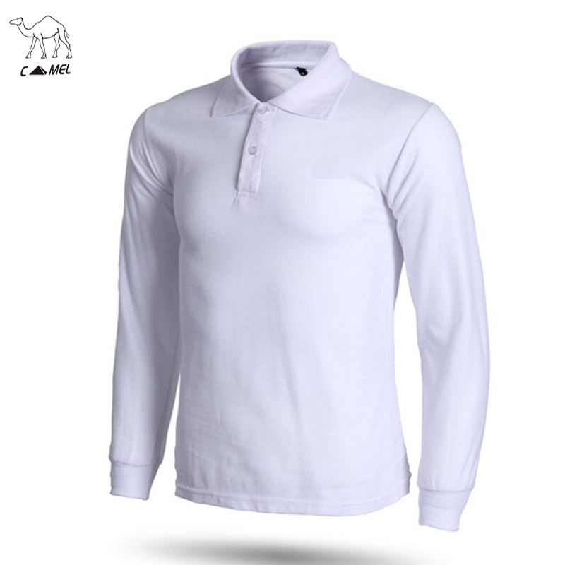 Vận chuyển nhanh Áo thun nam Thêu dài tay Áo thun cotton ve áo Polo Thanh niên Hàng đầu giản dị