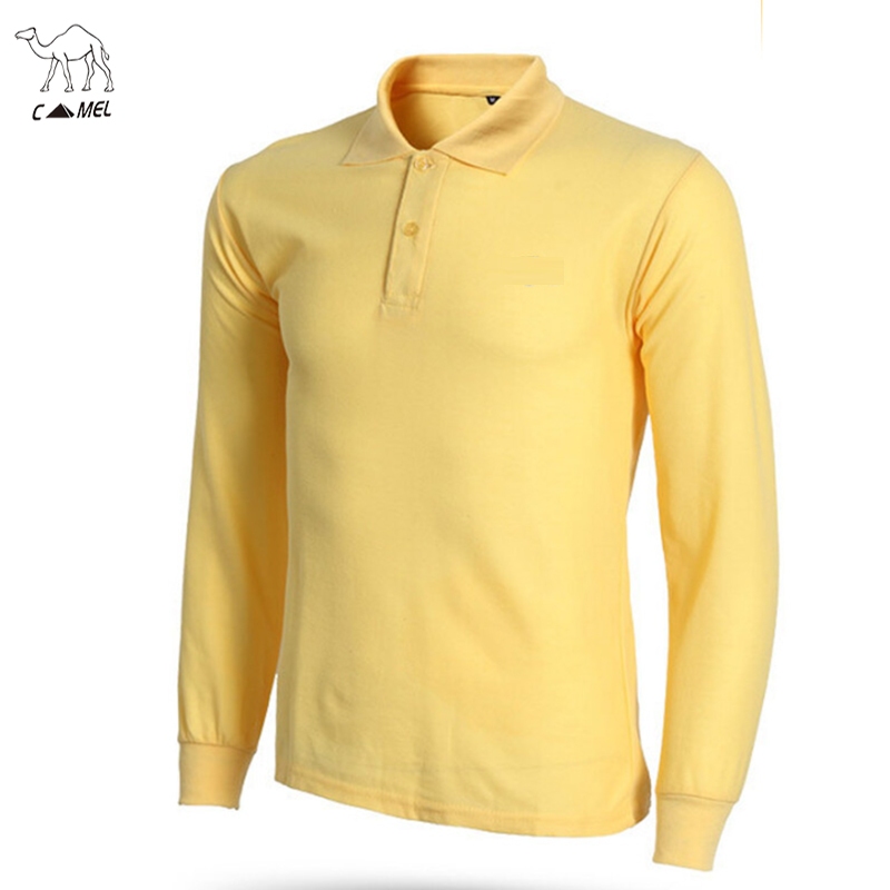 Vận chuyển nhanh Áo thun nam Thêu dài tay Áo thun cotton ve áo Polo Thanh niên Hàng đầu giản dị