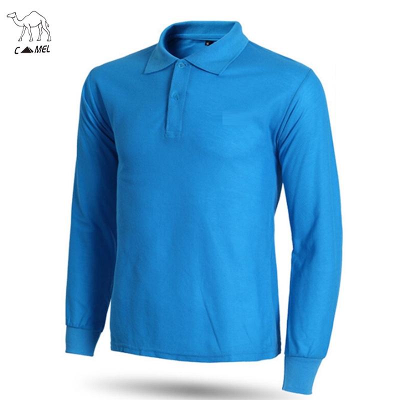 Vận chuyển nhanh Áo thun nam Thêu dài tay Áo thun cotton ve áo Polo Thanh niên Hàng đầu giản dị